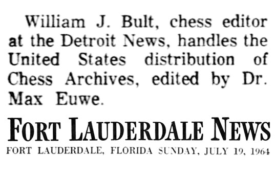 Detroit News Chess Editor, William J. Bult