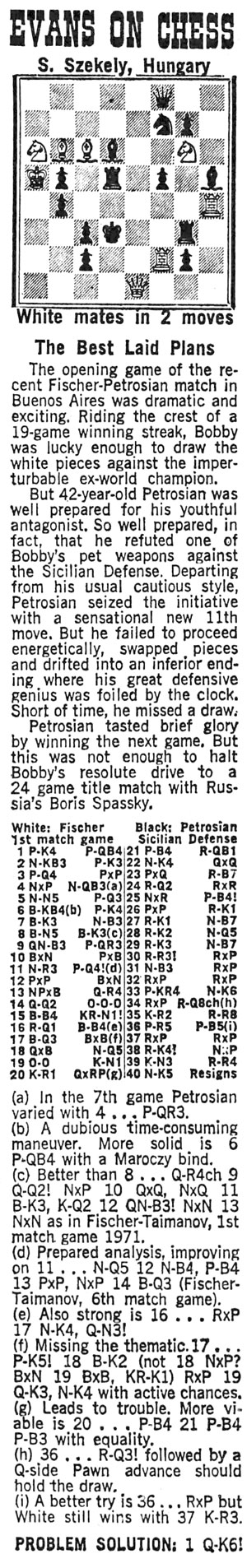 February 26, 1972 Larry Evans on Chess