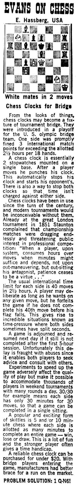 March 25, 1972 Larry Evans on Chess