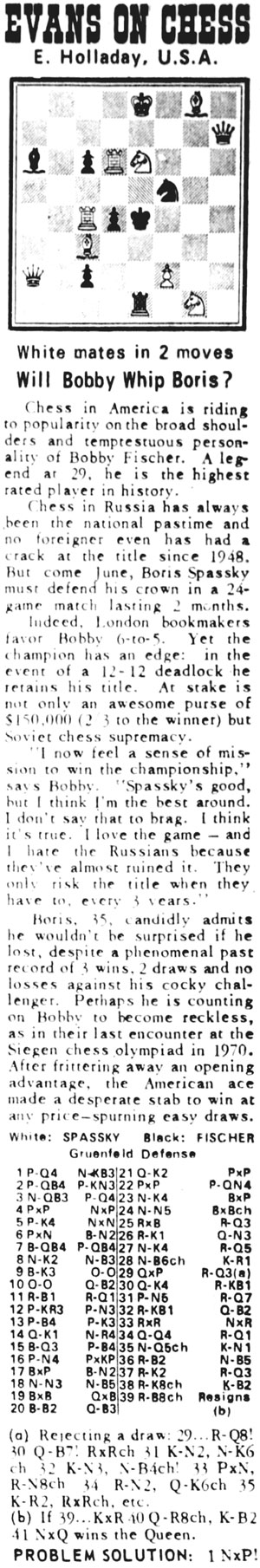 April 08, 1972 Larry Evans on Chess