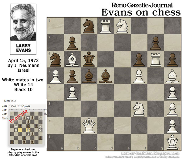 Evans on Chess, April 15, 1972 Chess Puzzle Evans on Chess, April 15, 1972 Chess Puzzle
