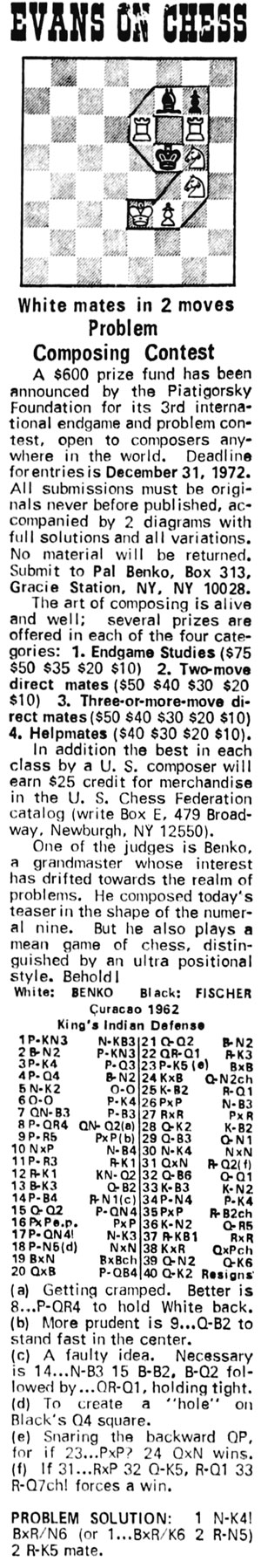 May 06, 1972 Larry Evans on Chess