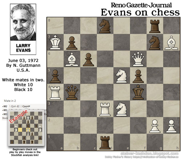 Evans on Chess, June 03, 1972 Chess Puzzle Evans on Chess, June 03, 1972 Chess Puzzle