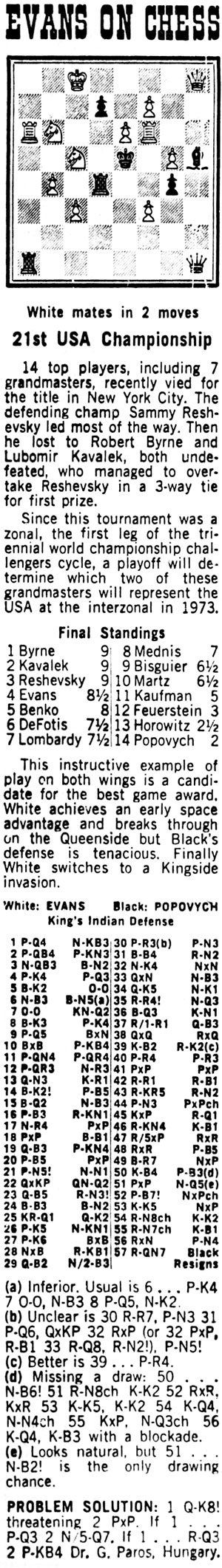 July 01, 1972 Larry Evans on Chess
