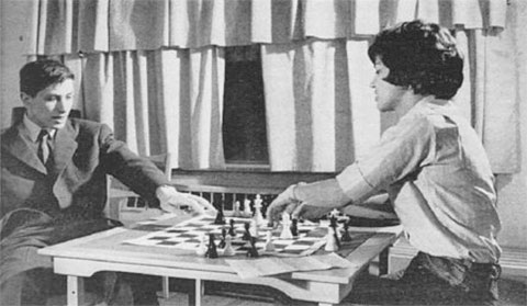 Bobby Fischer And Lisa Lane Playing Chess